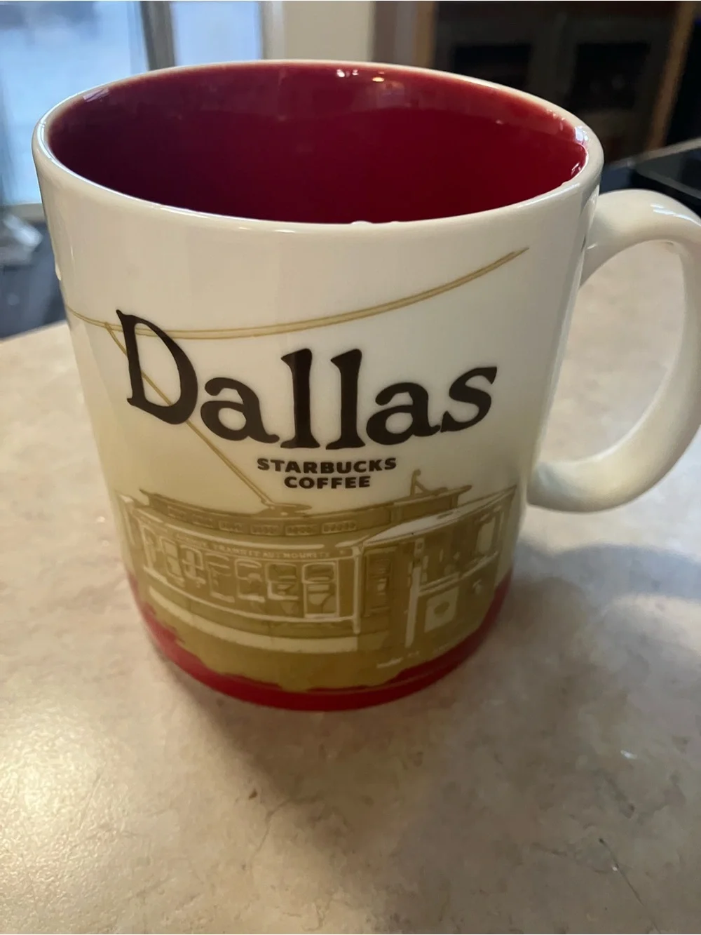 Starbucks White Mug with Green Interior and Green Alaska Lettering